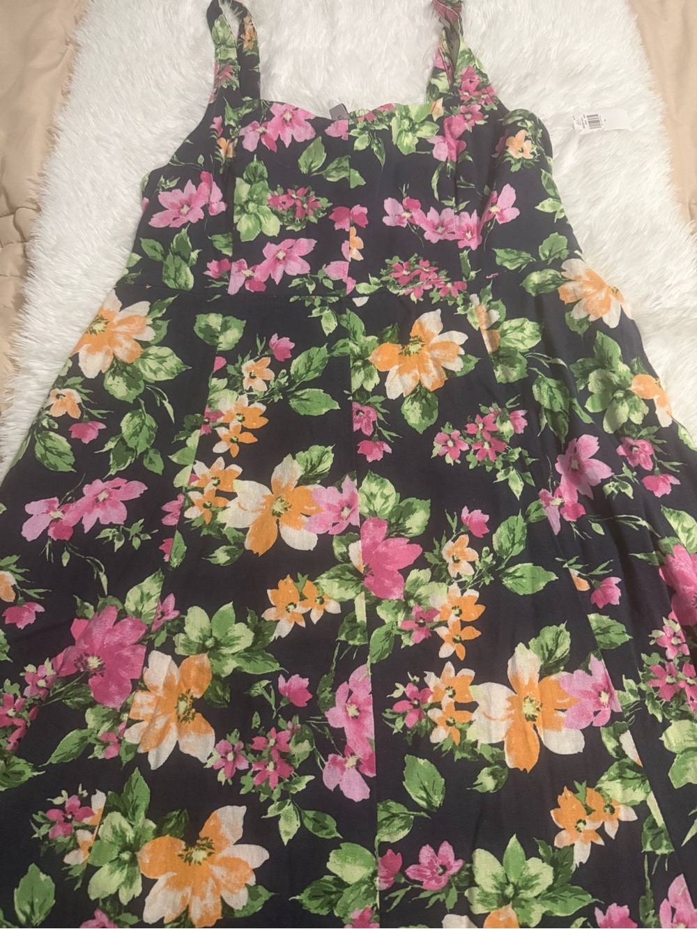 Old Navy Black Skater Skirt with Pink & Orange Floral Print